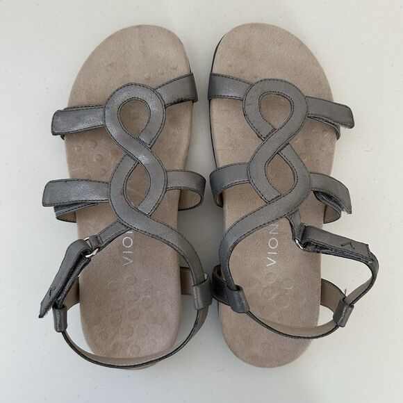 Vionic Jodie Sandals Womens Size 7 Silver Strappy Orthotic Adjustable Comfor - Picture 4 of 11
